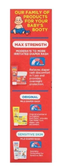 Boudreaux's Butt Paste Maximum Strength Diaper Rash Cream, Ointment for Baby, 4 oz Tube