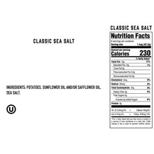Classic Sea Salt potato chips nutrition facts panel
