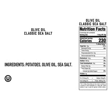 Olive Oil Classic Sea Salt potato chips nutrition facts panel