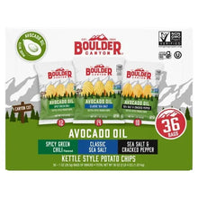 Kettle-style potato chips variety pack box with Non-GMO Project and 36-count