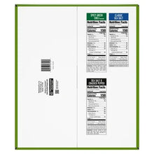 Kettle-style potato chips variety pack back with barcode and nutrition facts