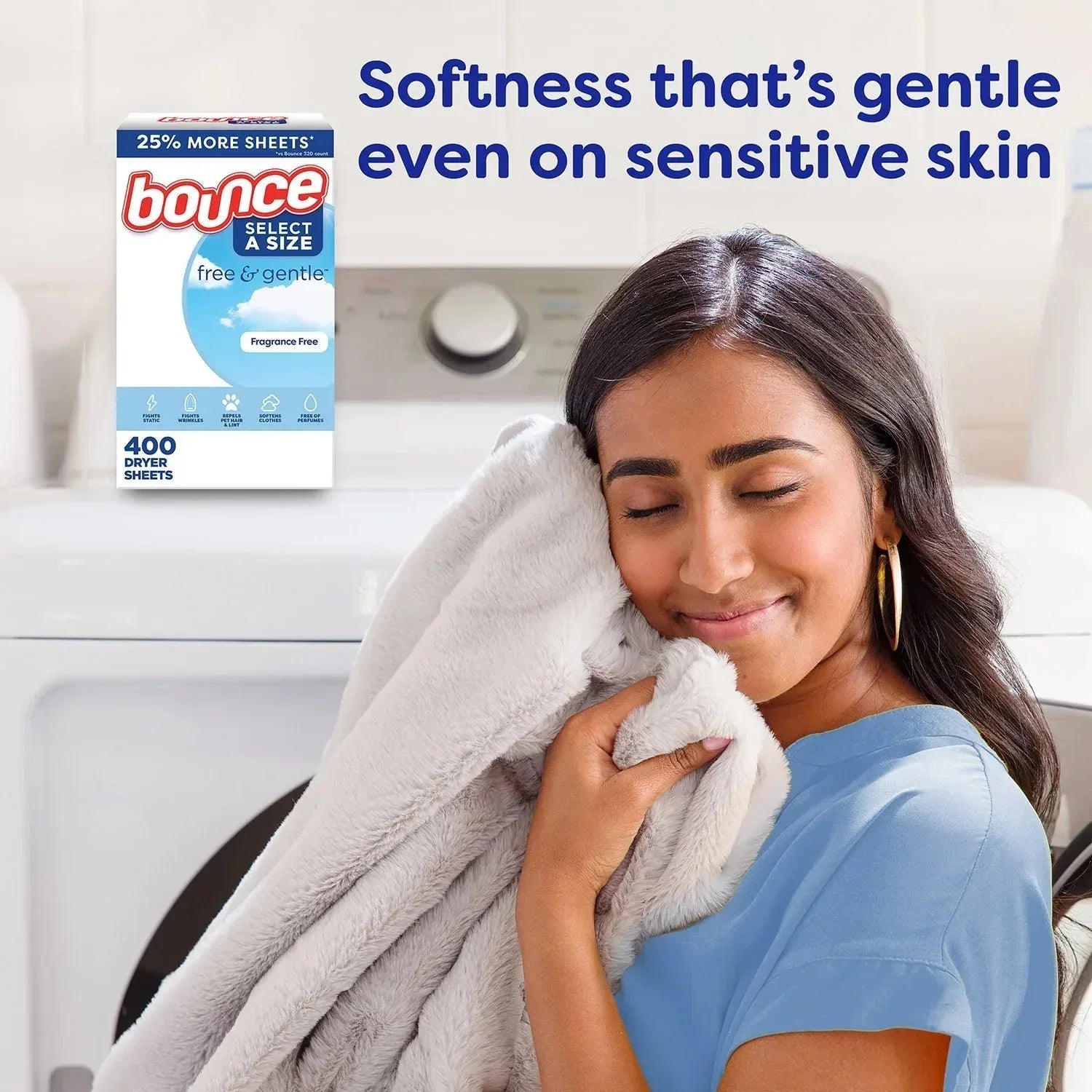 Bounce Select a Size Free & Gentle Dryer Sheets, Unscented, 400 ct. - USA MEGA SHOP
