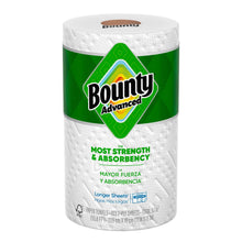 Bounty Advanced paper towels roll stack, green front panel and absorbency text