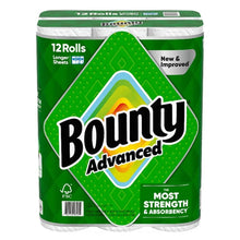 Bounty Advanced paper towel pack, green 12-roll container with printed label