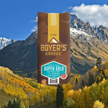 Aspen Gold whole bean coffee bag, medium roast, Boyer’s Coffee