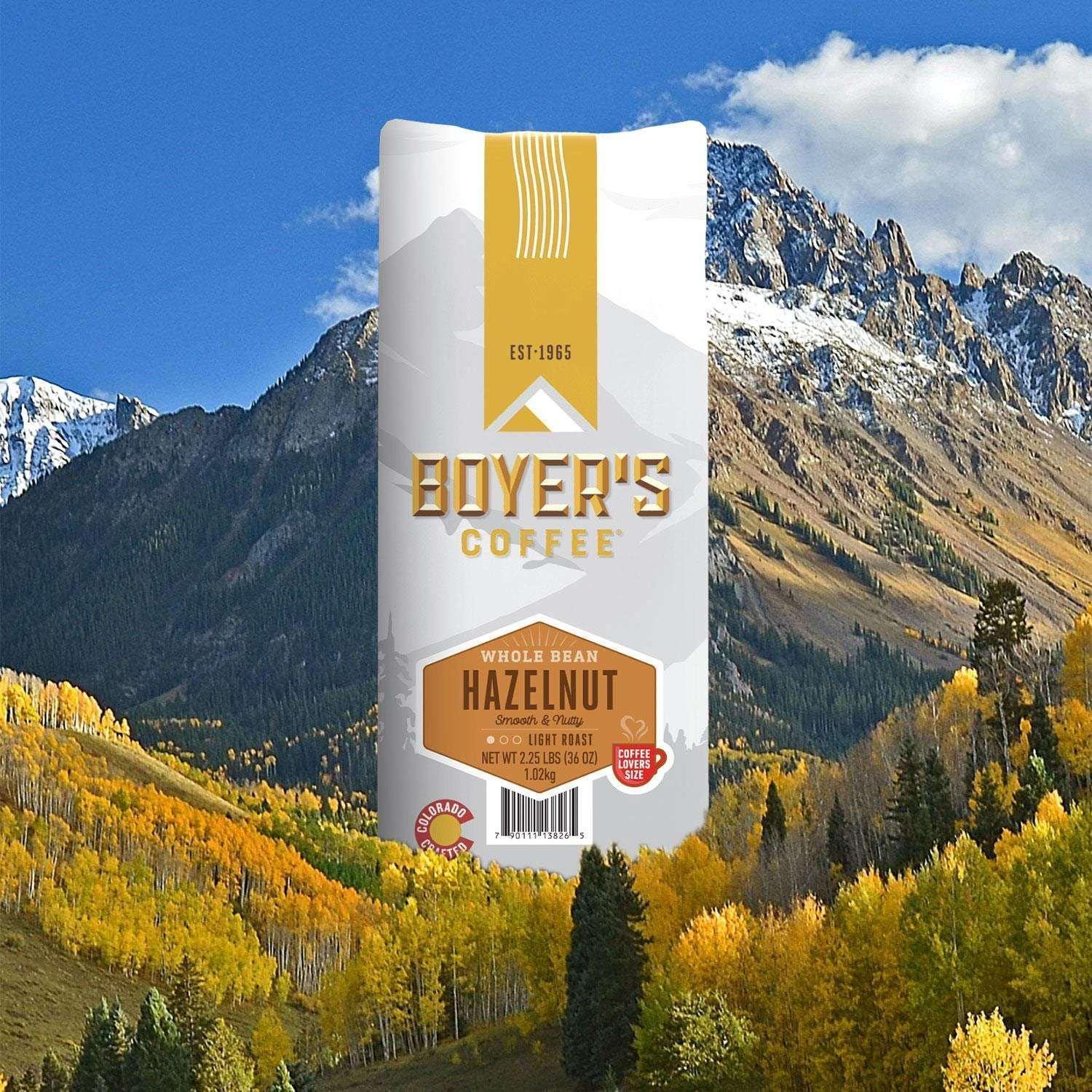 Boyer's Coffee Light Roast Whole Bean, Hazelnut, 36 oz.