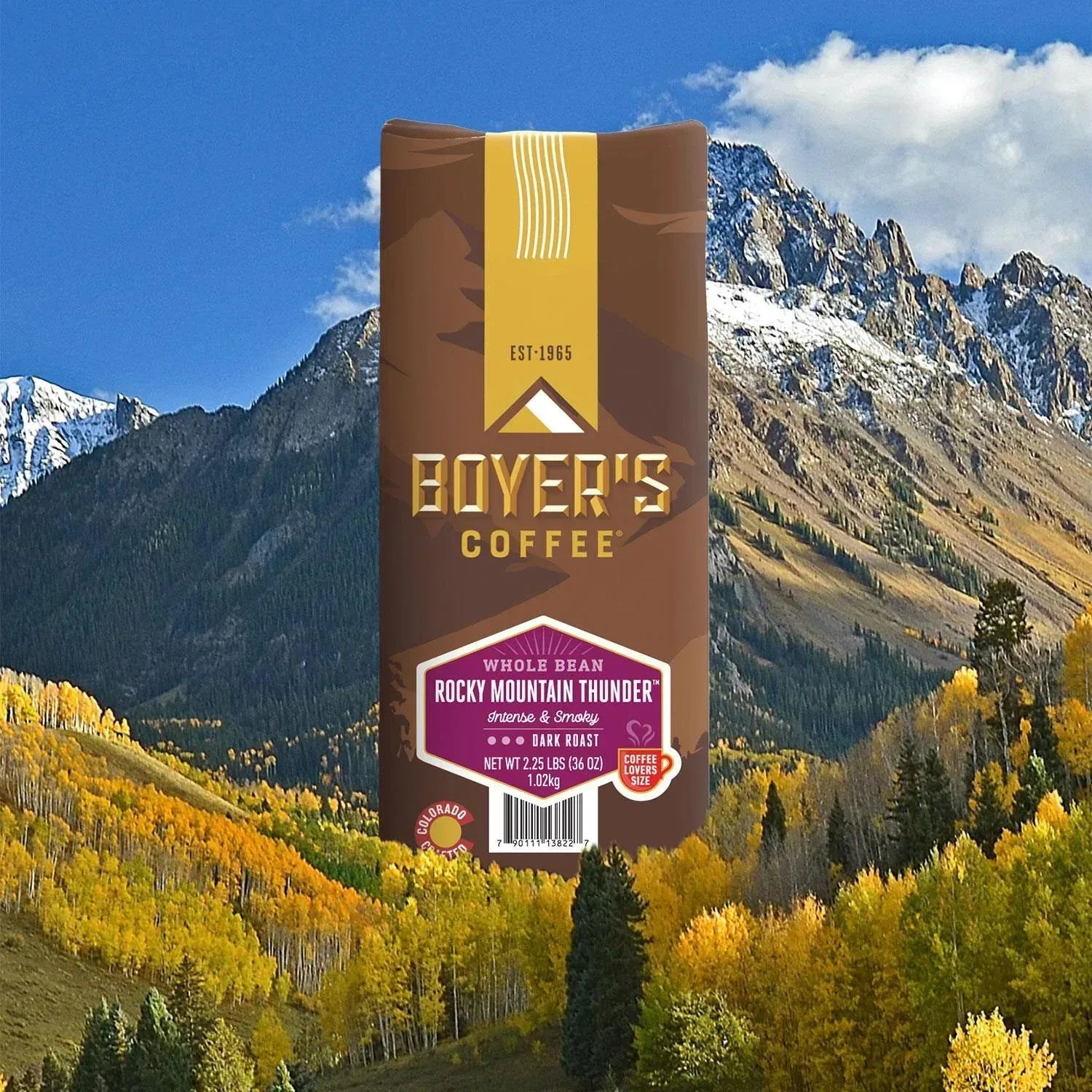 Boyer's Coffee Rocky Mountain Thunder Dark Roast Whole Bean, 36 oz.