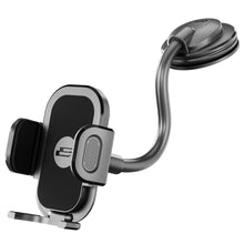 Black car vent phone mount with adjustable gooseneck arm and vent clips