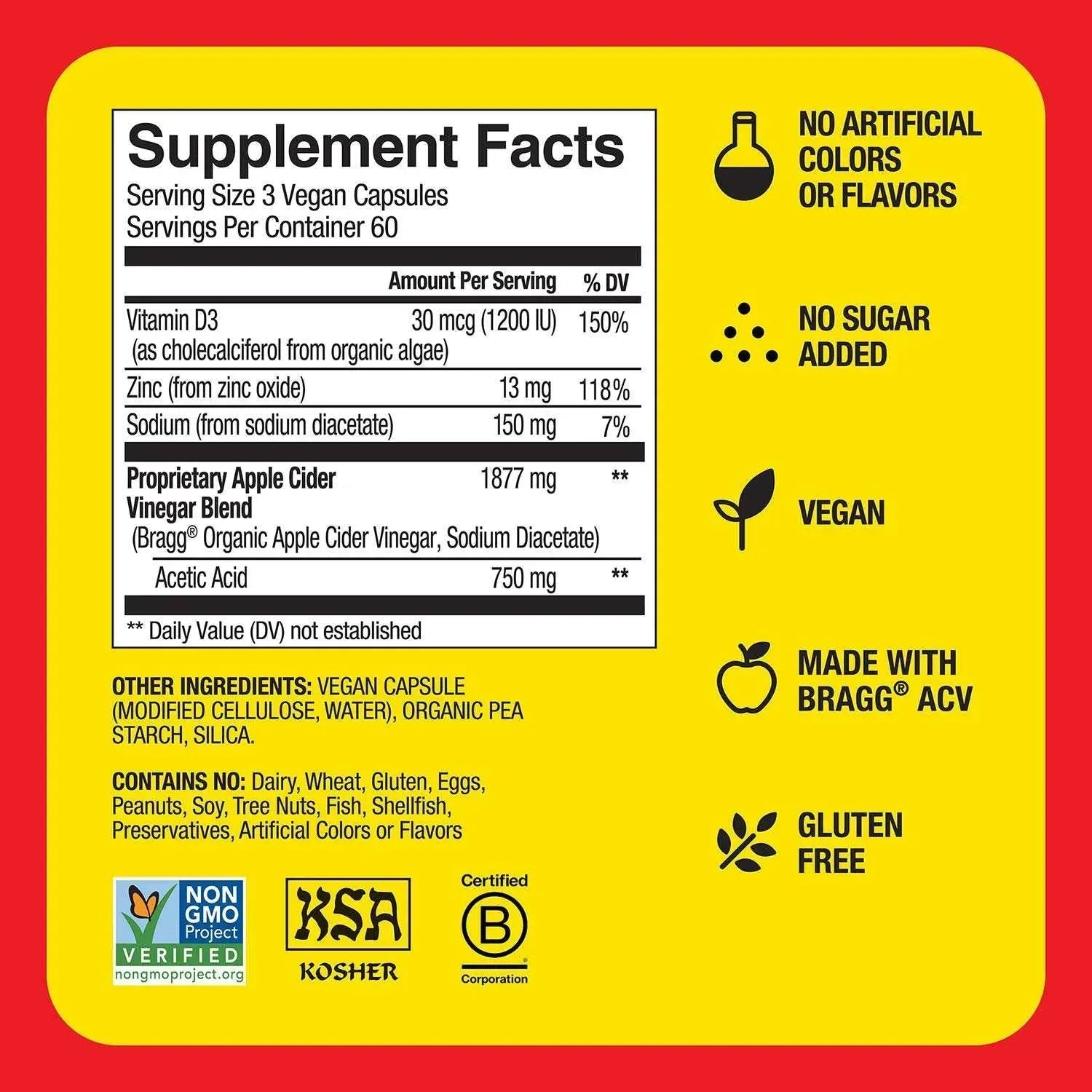 Bragg Apple Cider Vinegar Supplement Capsules, 180 ct.