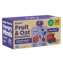 Fruit and oat smoothie pouch multipack box with purple cap, Berry Blast flavor, 20 pack