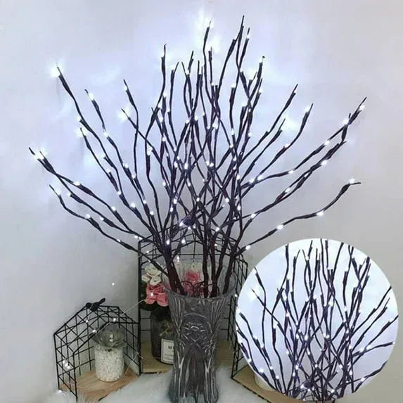 Pretty Comy 30" 20LED Lighted Branches Battery Operated Warm White Led Twigs Lighted Willow Branches Vase Fillers for Christmas Home Party Decoration Indoor Outdoor Use