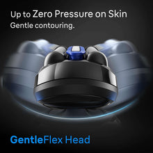 Electric shaver head with flexible foil, blue trimming module on top