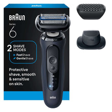 Electric men’s foil shaver with precision trimmer, shown with retail box
