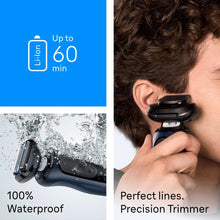 Electric foil shaver with precision trimmer for creating neat lines