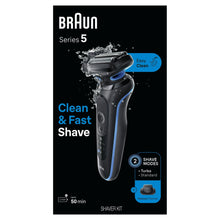Braun Series 5 shaver kit box with electric shaver photo and EasyClean label