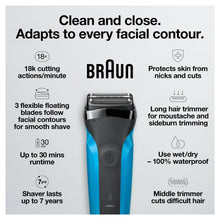 Braun electric shaver with foil head, long hair trimmer and wet/dry use