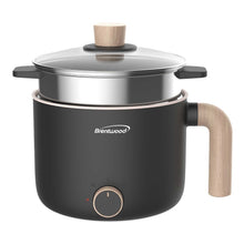 Black electric ceramic nonstick hot pot cooker with stainless lid and wooden handle