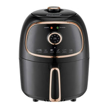 Brentwood 2-quart air fryer, black with copper trim, temp timer control dial
