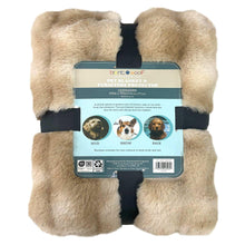 Br nt Woof pet blanket and furniture protector, plush bubble fur in tan, package back