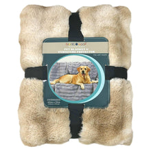 Br nt Woof pet blanket and furniture protector, plush bubble fur in tan on package
