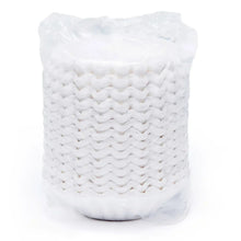 Stack of white paper coffee filter baskets, woven shell shape