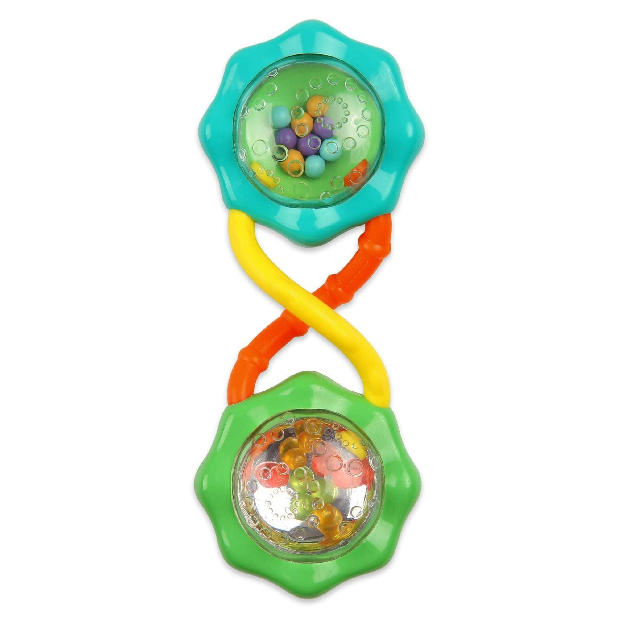 Bright Starts Rattle & Shake BPA-Free Baby Barbell Toy, Green, For Ages Newborn +