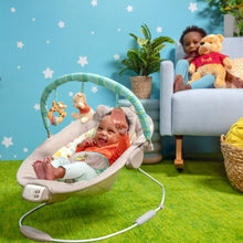 Baby bouncer with activity arch and Winnie the Pooh plush toys