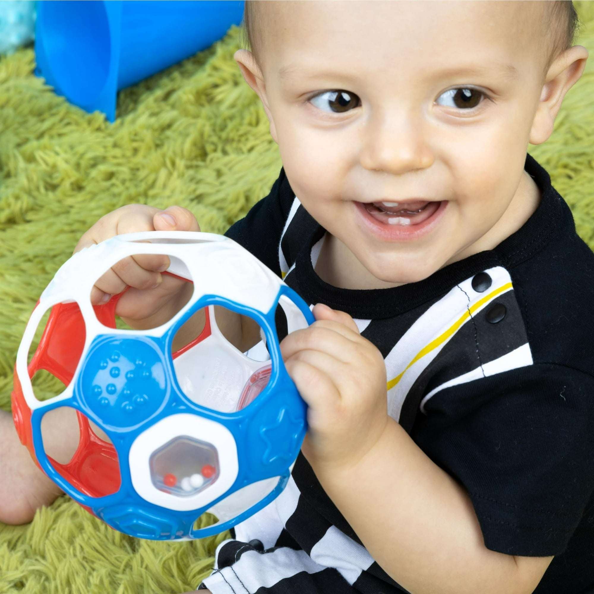 Bright Starts Grippin’ Goals Rattle Ball – Red, White & Blue