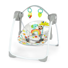 Portable baby swing with removable toy bar and hanging colorful play toys