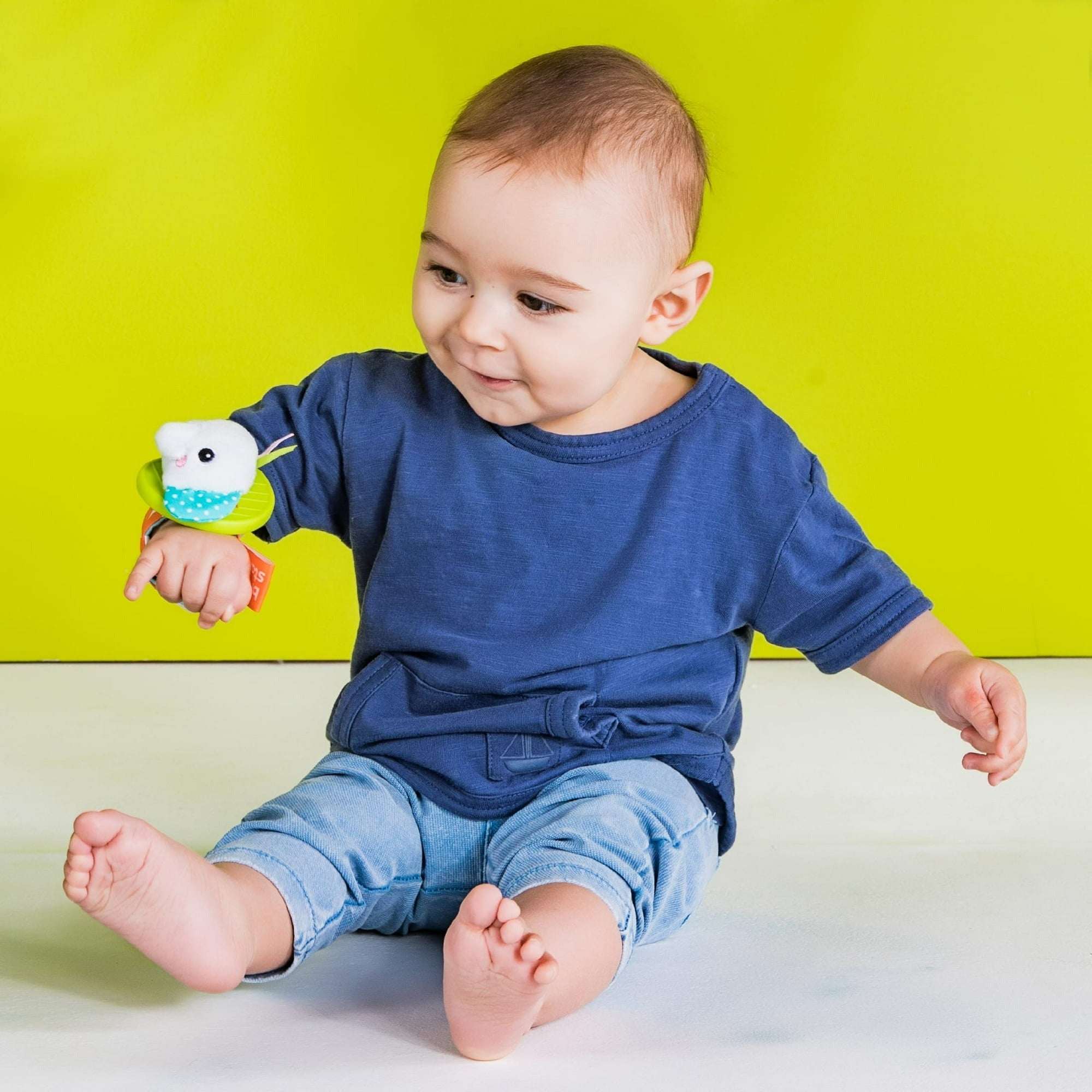 Bright Starts Rattle & Teethe Baby Wrist Pals Toy - Monkey & Elephant, Ages Newborn+