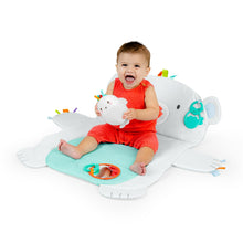 Polar bear tummy time mat with baby and plush polar bear activity toy