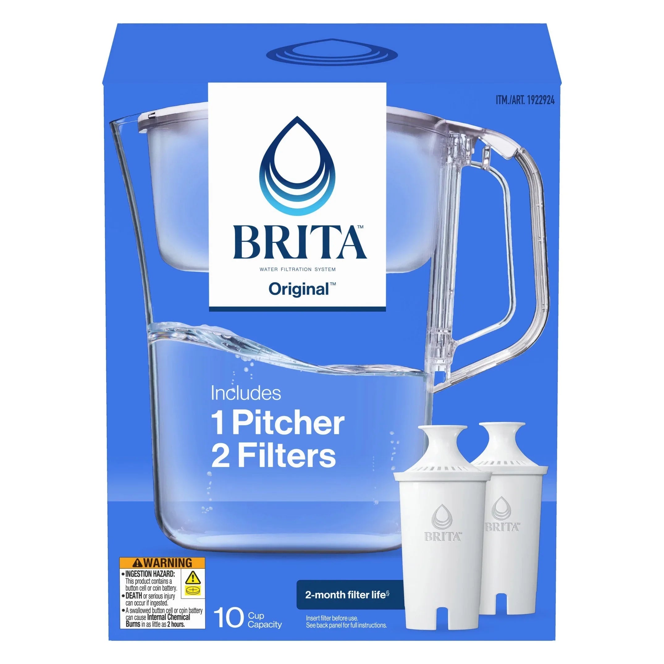 Brita Champlain Water Filter Pitcher, 10 Cup with 2 Filters - USA MEGA SHOP
