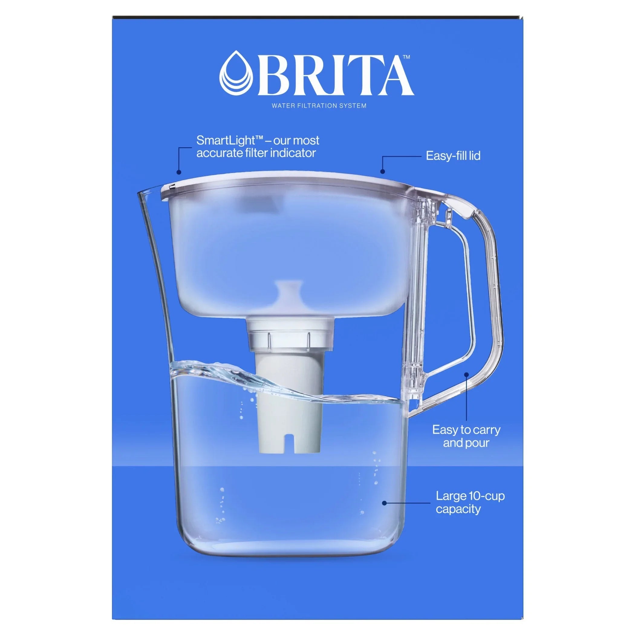 Brita Champlain Water Filter Pitcher, 10 Cup with 2 Filters - USA MEGA SHOP