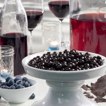 Brookside dark chocolate acai serving bowls with dark blueberries and chocolate pieces