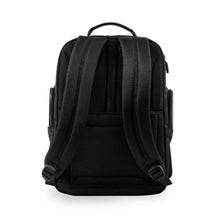 Black laptop backpack back panel with adjustable padded shoulder straps