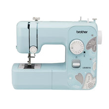 Brother portable mechanical sewing machine, light aqua blue, with front stitch dial