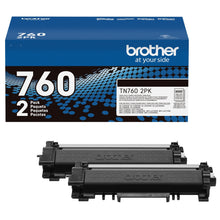 Brother TN760 black toner cartridges, 2-pack with retail box