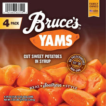 4-pack yams box with Bruce's Yams cut sweet potatoes in syrup