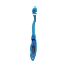 Crayola toddler toothbrush with blue handle and dot bristles