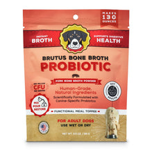 Brutus bone broth probiotic dog topper pouch with pork bone broth powder, functional topper