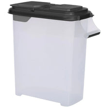 Black 32 qt food storage container with hinged lid