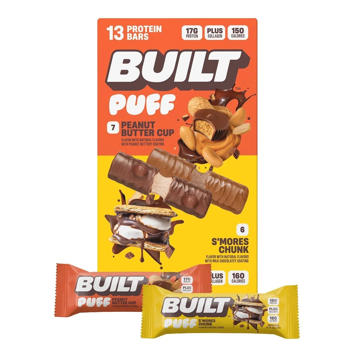 Built Bar Puff & Chunk Protein Bars, Variety Pack, 13 ct.