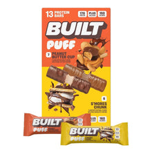 Protein bar variety pack with chocolate puff and chunk bars in assorted flavors