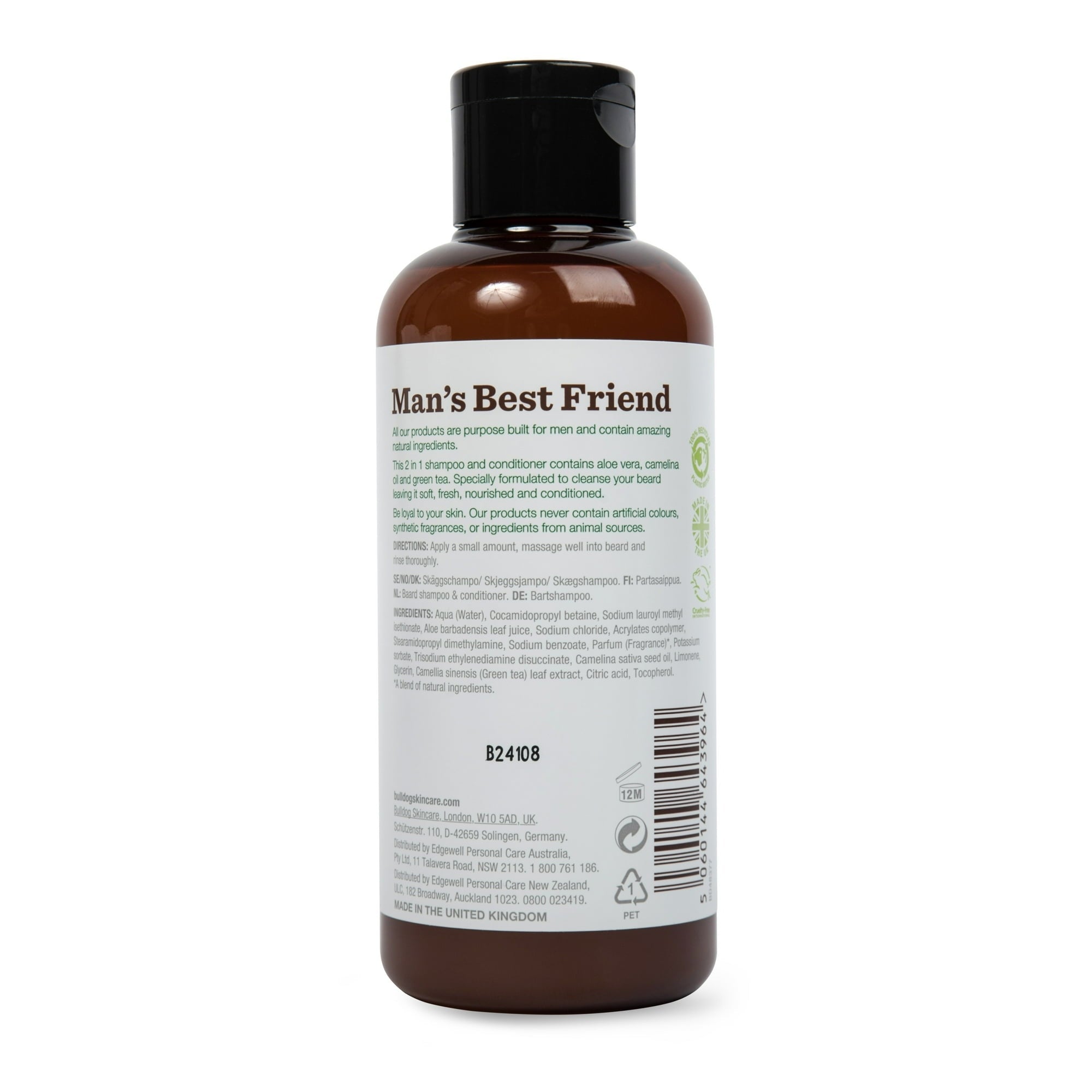 Bulldog Skincare for Men Original Beard Shampoo and Conditioner, 6.7 Oz