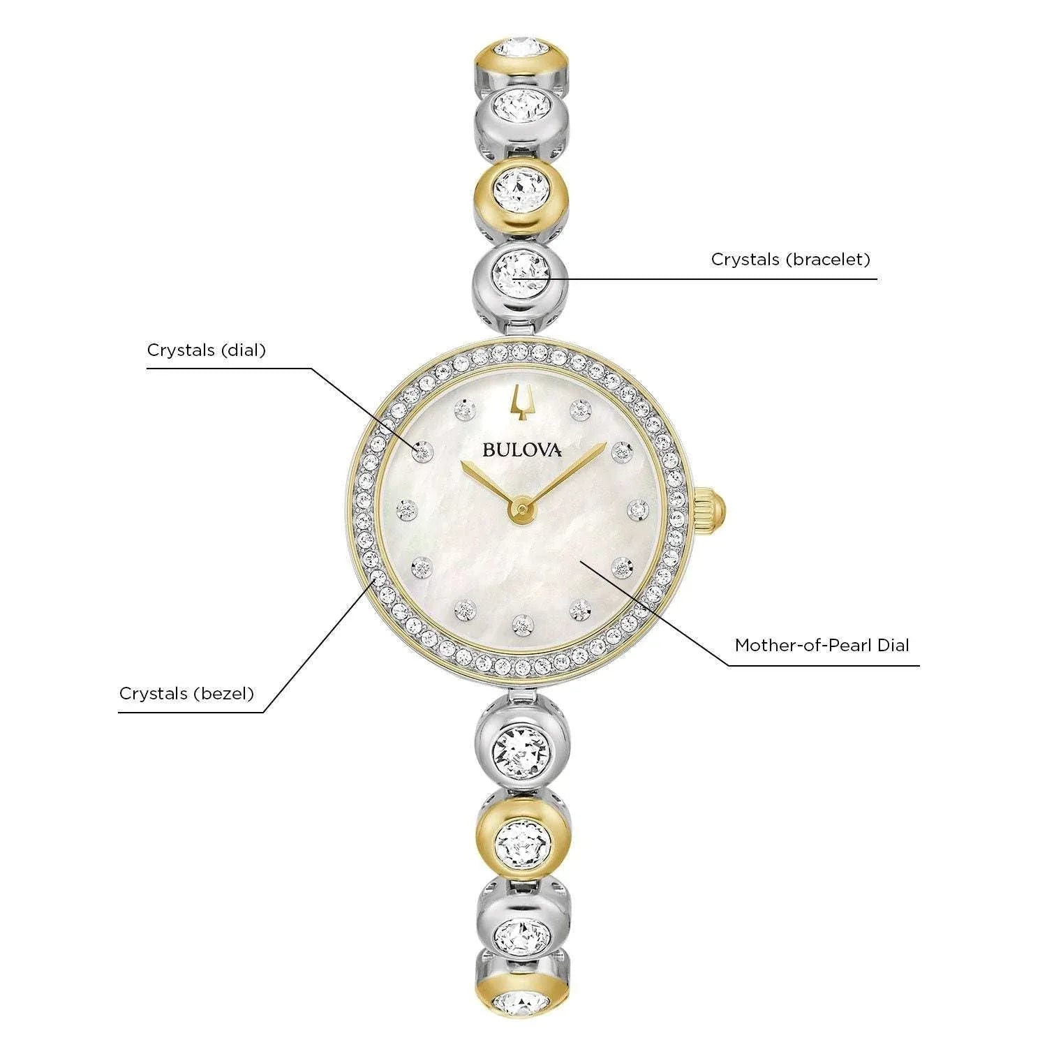 Bulova Ladies Crystal Collection Two-Tone 25mm Watch 98L299 - USA MEGA SHOP