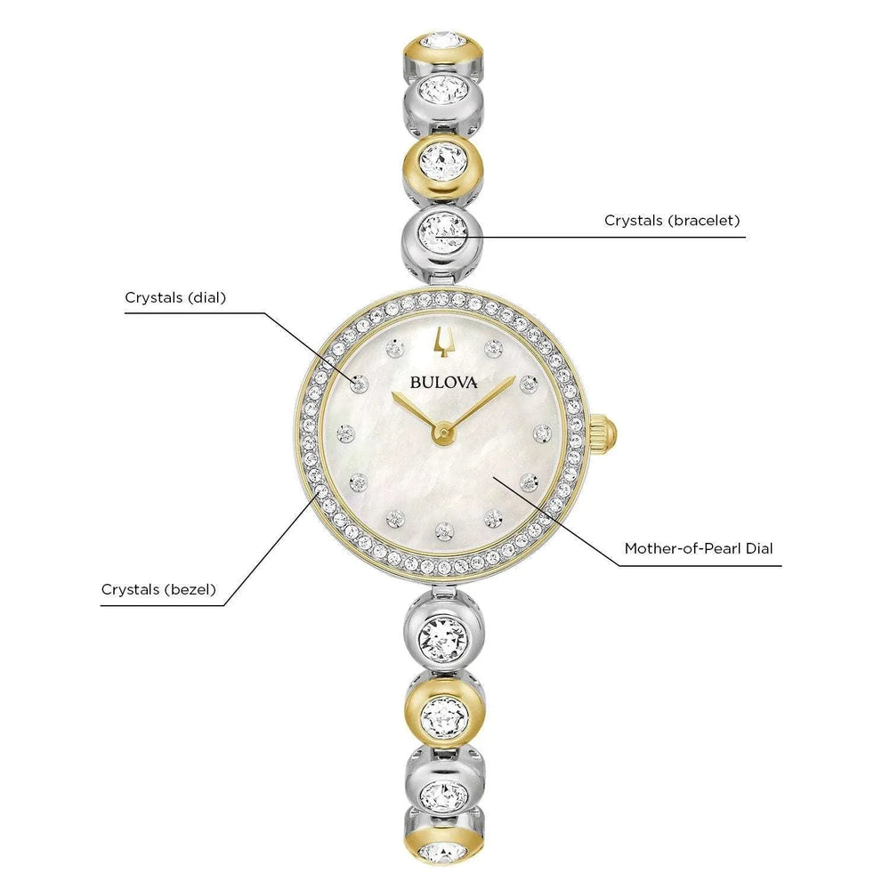 Bulova Ladies Crystal Collection Two-Tone 25mm Watch 98L299 - USA MEGA SHOP