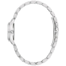 Crystal dress watch with silver-tone link bracelet and bezel accents