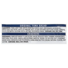 Ingredients list for original tuna salad and crackers, including tuna and crackers