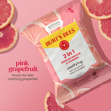 Pink grapefruit clarifying facial towelettes pouch with grapefruit illustrations
