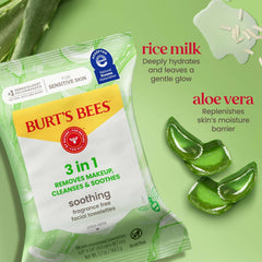 Burt's Bees Soothing Fragrance Free Facial Towelettes, 30 ct. Pack